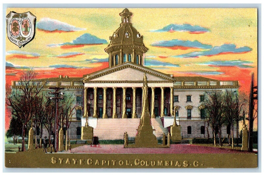 c1910 State Capitol Exterior Columbia  South Carolina Vintage Embossed Postcard