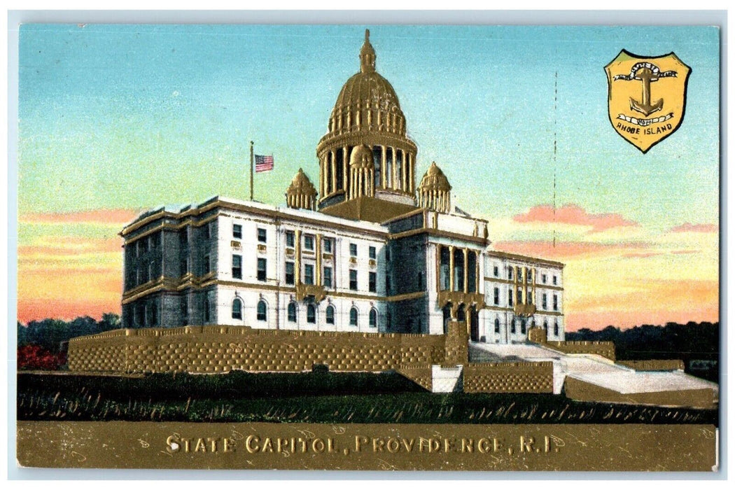 c1910 State Capitol Exterior Building Providence Rhode Island Embossed Postcard