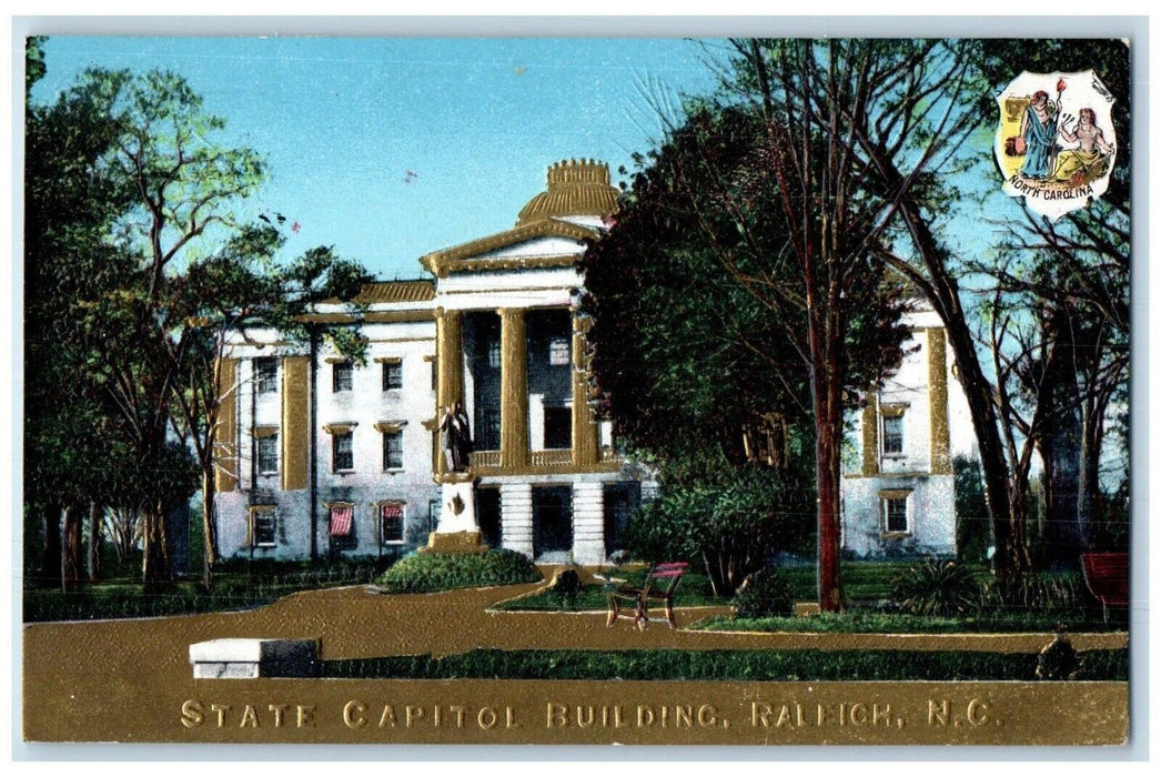 c1910 State Capitol Building Exterior Raleigh North Carolina Embossed Postcard