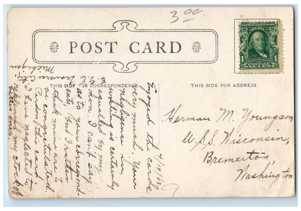 1908 The Club House Boats Scene Traverse City Michigan MI Antique Postcard