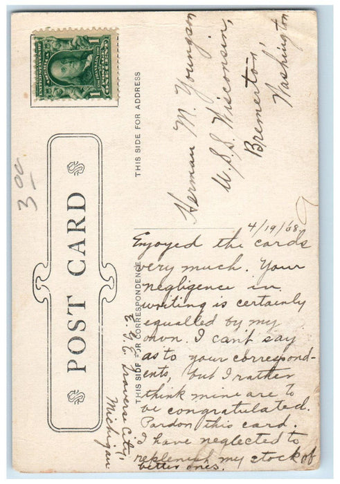 1908 The Club House Boats Scene Traverse City Michigan MI Antique Postcard