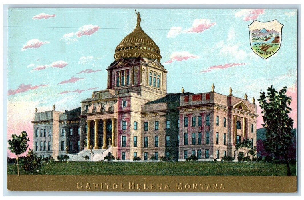 c1910 Capitol Exterior Building Helena Montana Embossed Vintage Antique Postcard