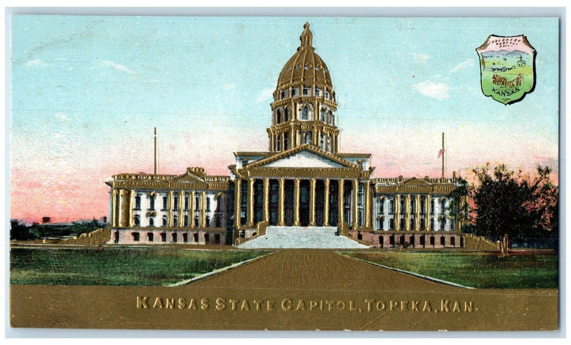 c1910 Kansas State Capitol Exterior Building Topeka Kansas KS Embossed Postcard