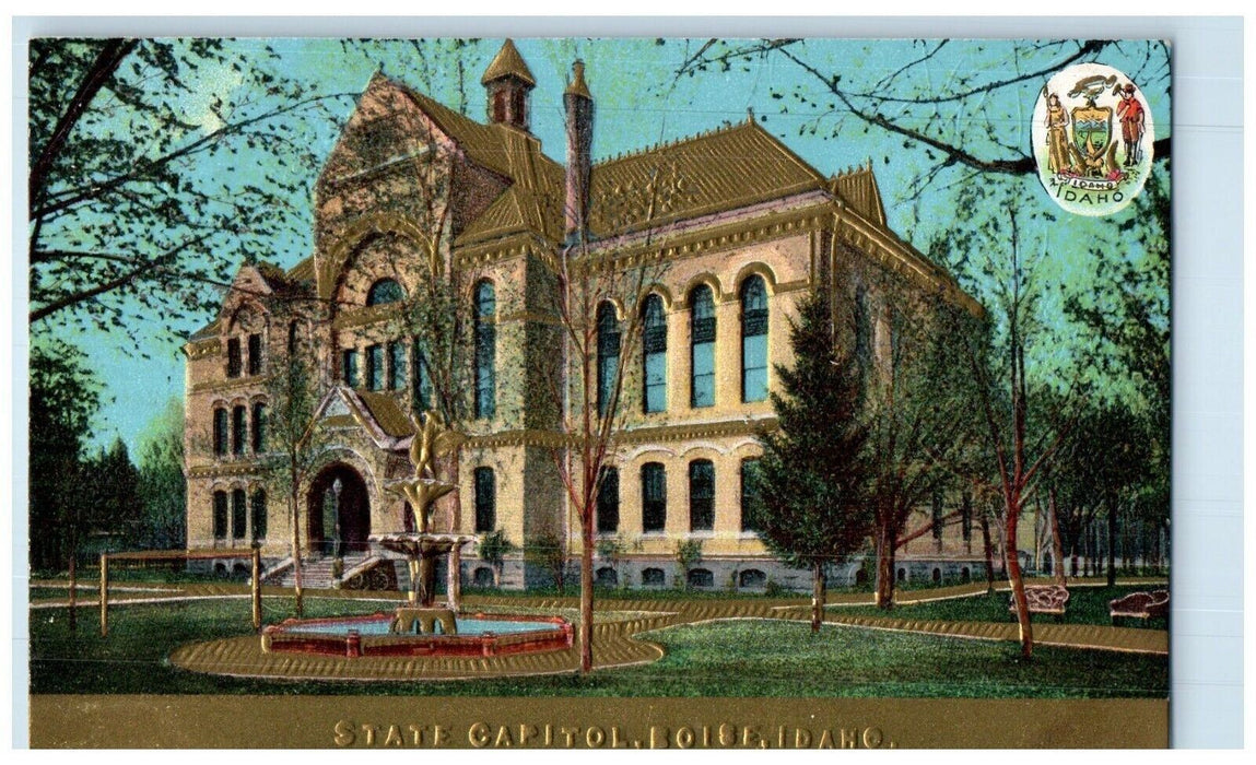 c1910 State Capitol Exterior Building Boise Idaho ID Embossed Vintage Postcard