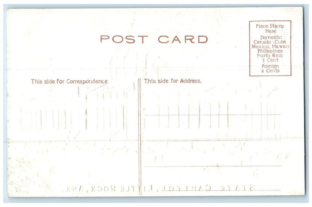c1910 State Capitol Exterior Building Little Rock Arkansas AK Embossed Postcard