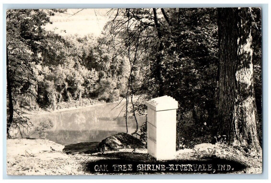 1949 Oak Tree Shrine View Rivervale Indiana IN RPPC Photo Posted  Postcard