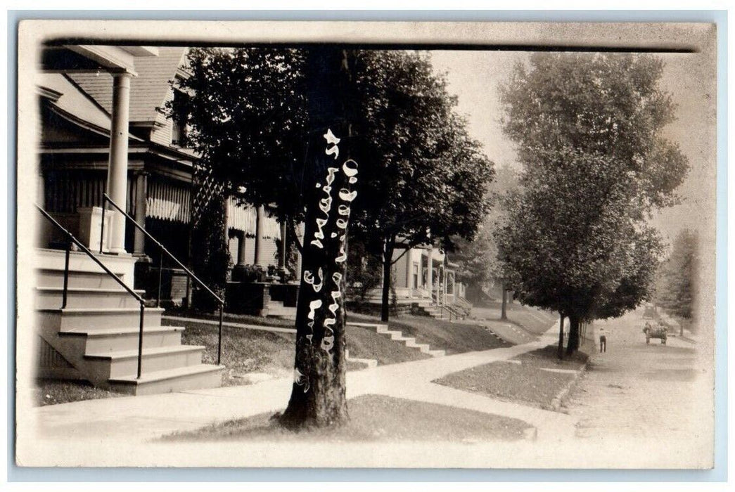 c1920 Main Street Residence View Barnesville Ohio OH RPPC Photo Posted Postcard