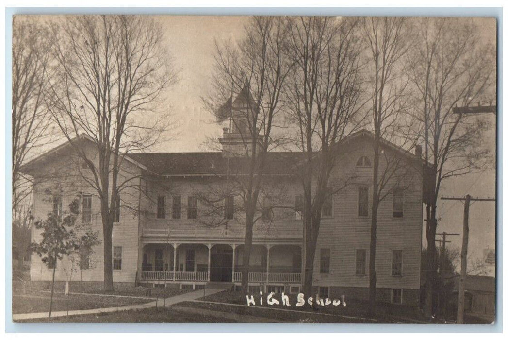 1908 High School View Prattsburgh New York NY RPPC Photo Posted Postcard