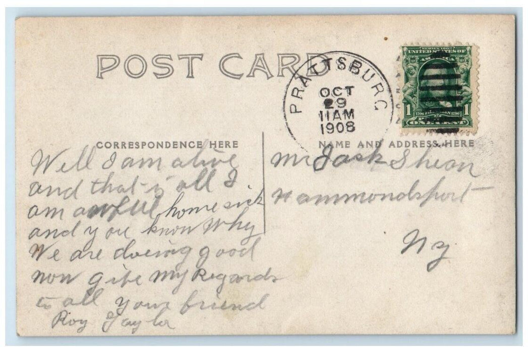 1908 High School View Prattsburgh New York NY RPPC Photo Posted Postcard