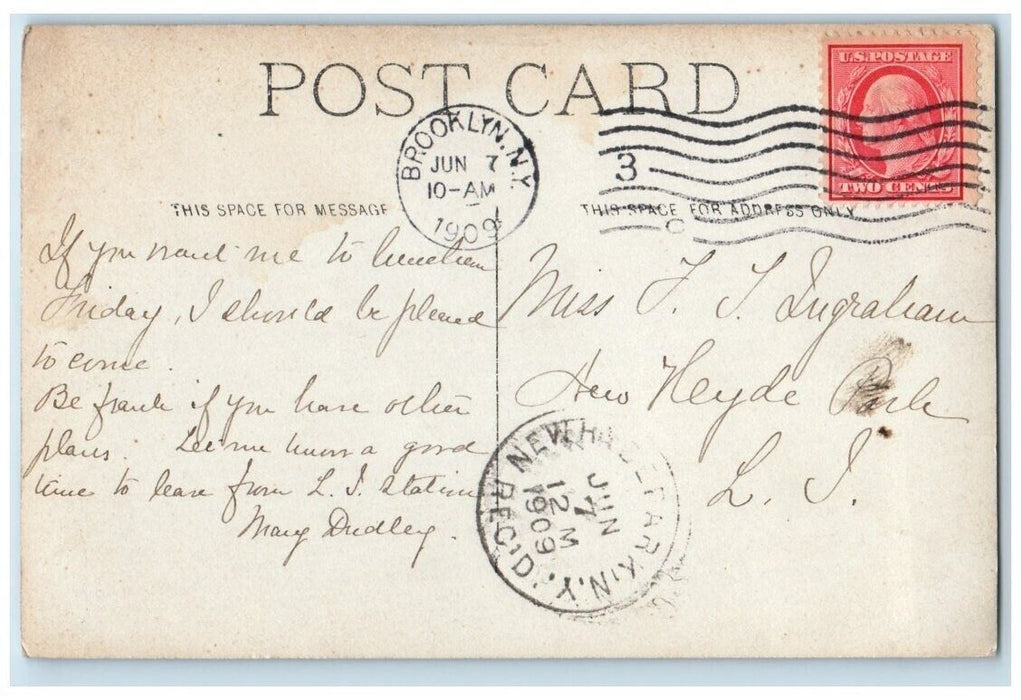 1909 Sail Boats Dock View Brooklyn New York NY RPPC Photo Posted Postcard