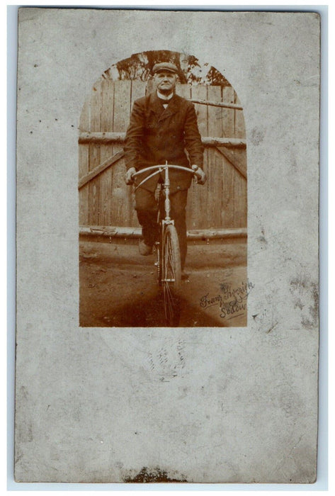 1907 Man Bicycle Germany Indianapolis Indiana IN Antique RPPC Photo Postcard