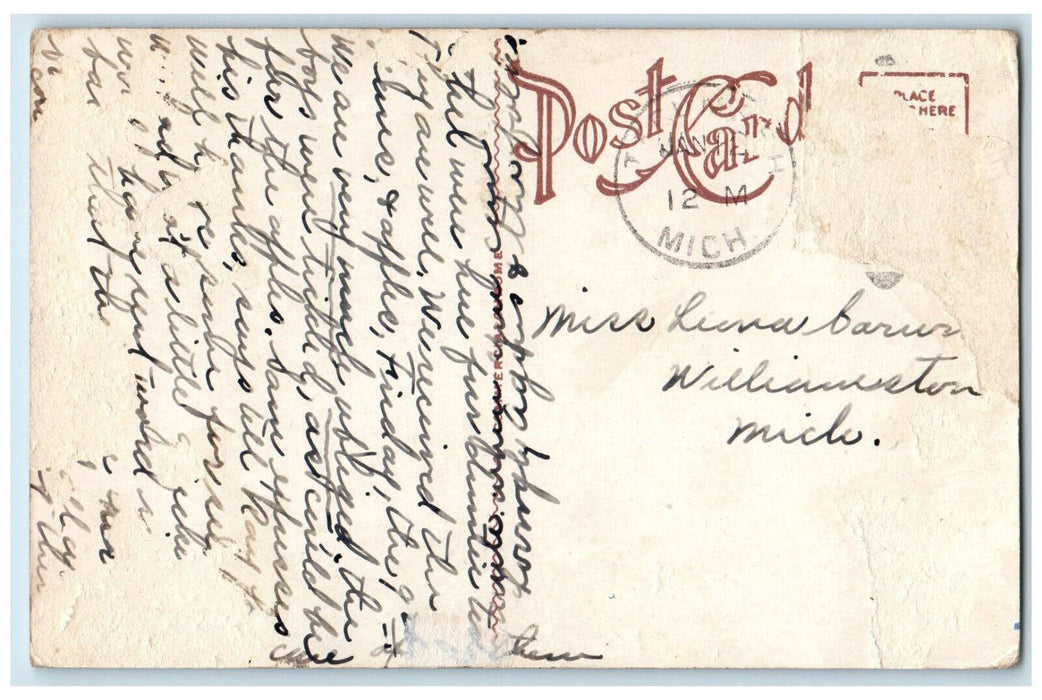 High School Building Tree-lined Street View Tecumseh Michigan MI Postcard