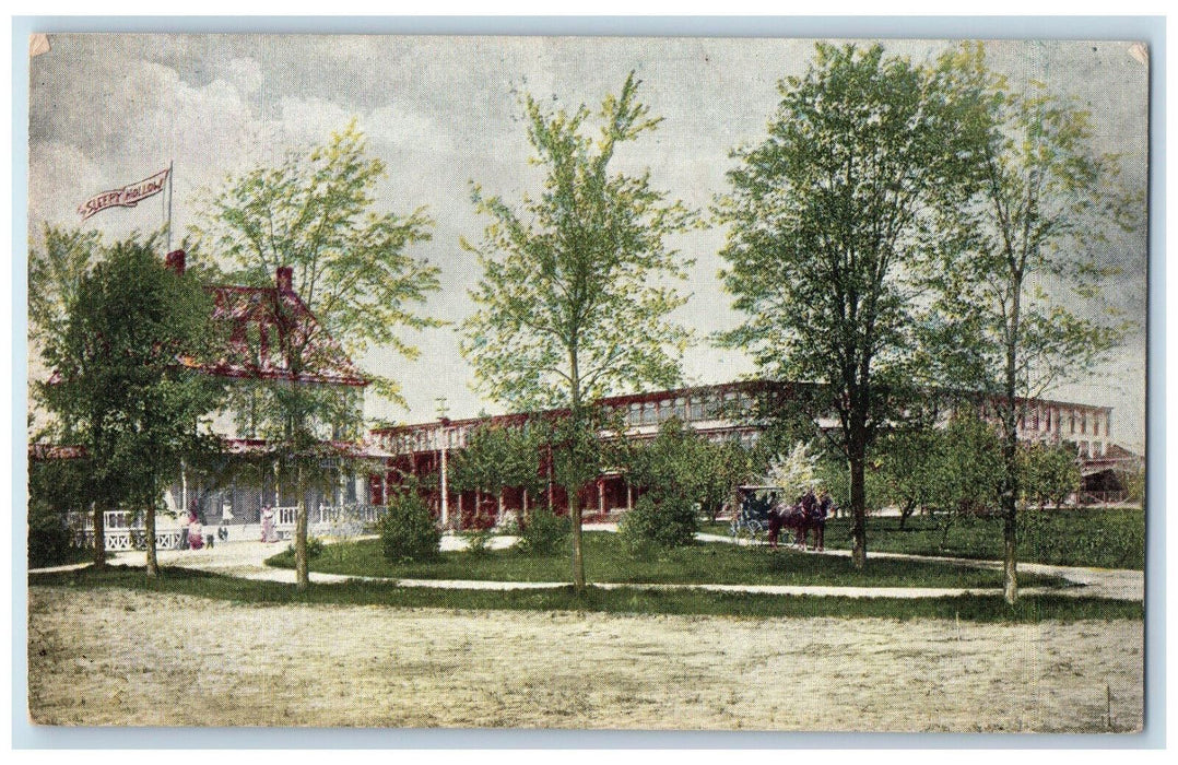 Sleepy Hollow  Resort Garden Scene South Haven Michigan MI Antique Postcard