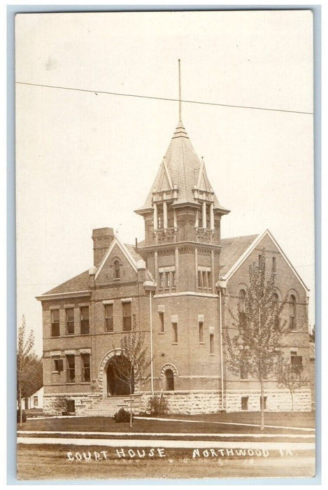 c1910 Worth County Court House View Northwood Iowa IA RPPC Photo Postcard
