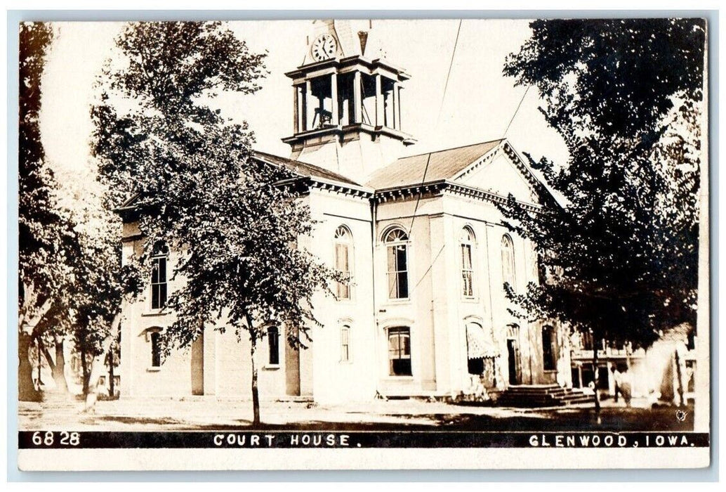 c1910's Mills County Court House View Glenwood Iowa IA RPPC Photo Postcard
