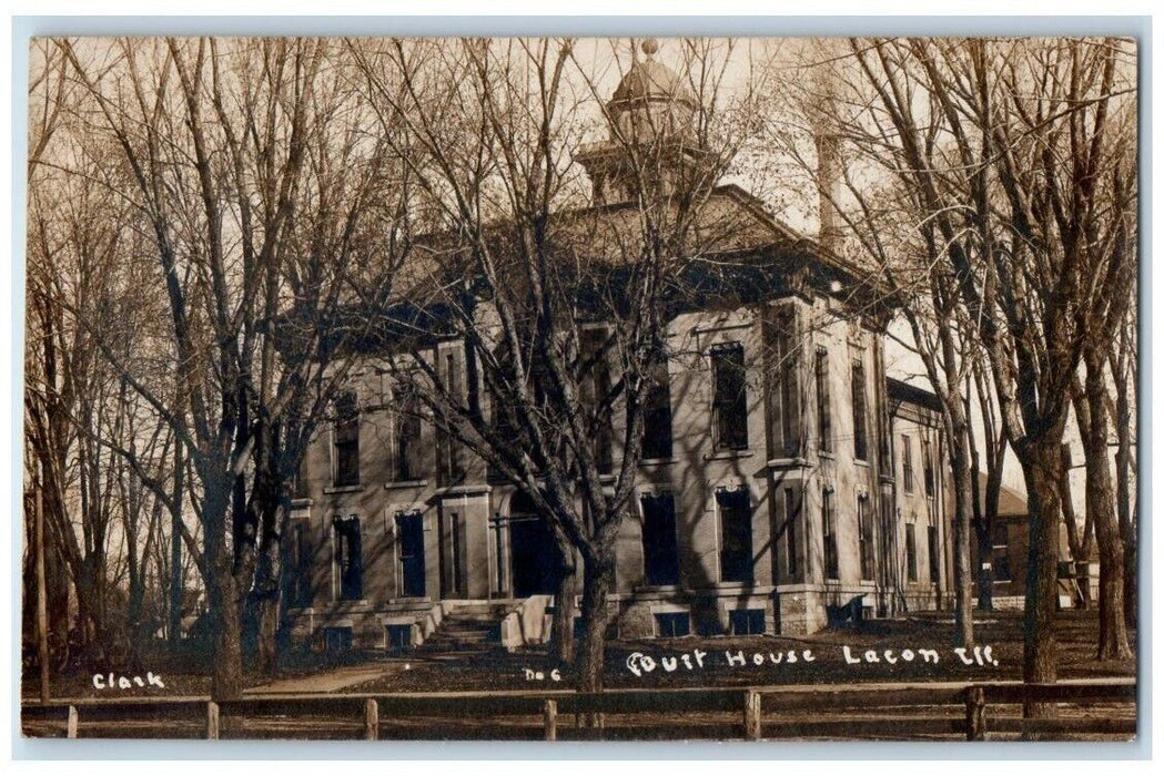 c1910's Marshall County Court House View Lacon Illinois IL RPPC Photo Postcard