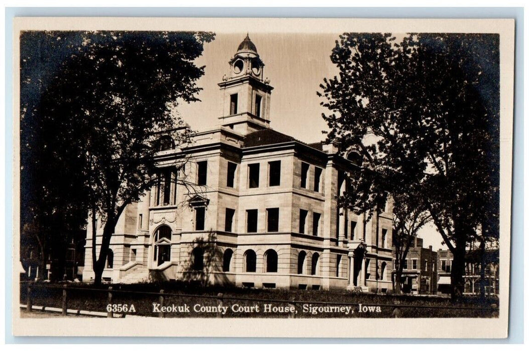 c1920's Keokuk County Court House View Sigourney Iowa IA RPPC Photo Postcard