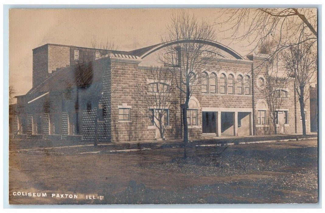 c1910's Coliseum Building View Paxton Illinois IL RPPC Photo Unposted Postcard