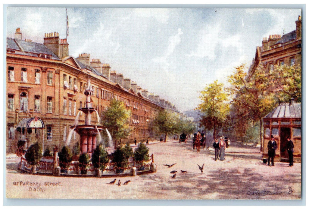 c1910 Fountain at Pulteney Street Bath England Oilette Tuck Art Postcard