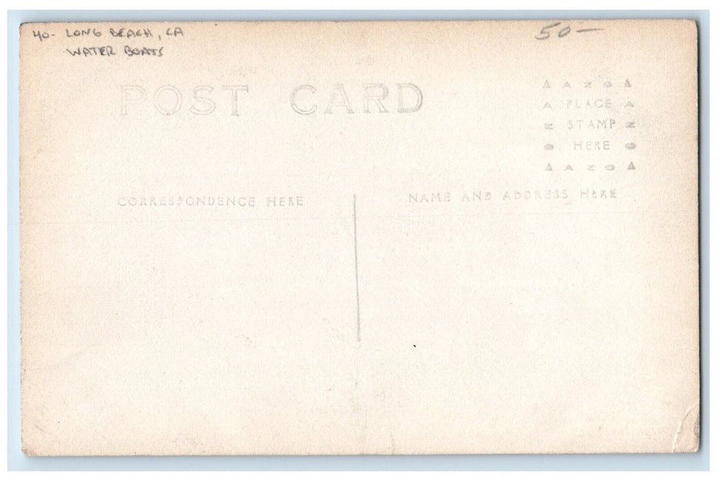 c1910's View Of Water Boats Long Beach California CA Antique RPPC Photo Postcard
