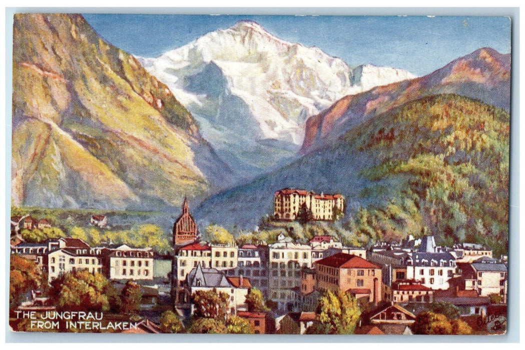 c1910 The Jungfrau from Interlaken Switzerland Oilette Tuck Art Postcard