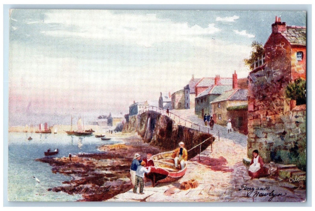 c1910 Penzance Newlyn Picturesque Cornwall England Oilette Tuck Art Postcard