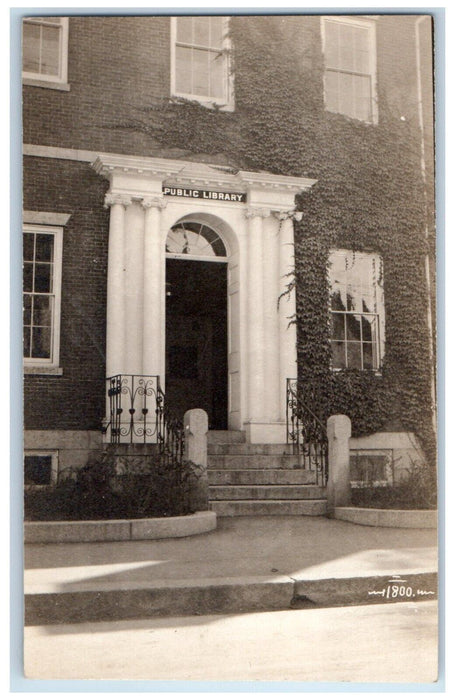 c1910's Public Library Building Portsmouth New Hampshire NH RPPC Photo Postcard