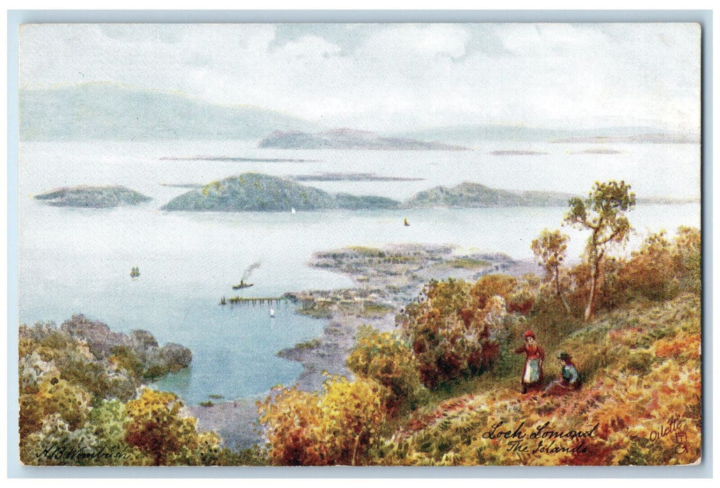 c1910 Loch Lomond The Islands Scotland England Oilette Tuck Art Postcard