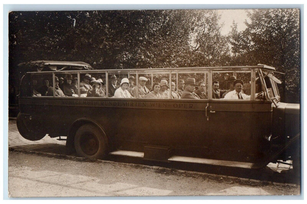 c1910's Vienna Austria Tour Car Bus Ride Unposted Antique RPPC Photo Postcard
