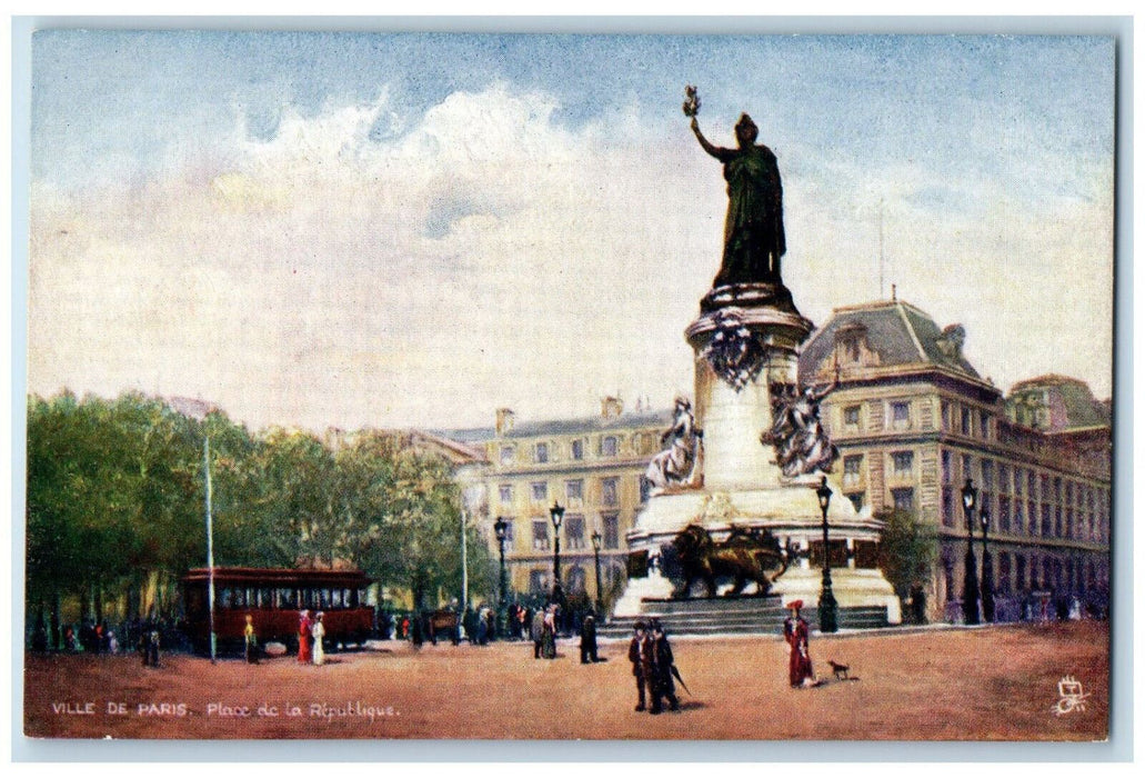 c1910 Place De La Republique Picturesque Paris France Oilette Tuck Art Postcard