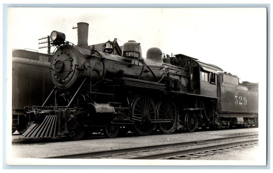 Locomotive Train Engine # 529 Railroad Hutchinson Kansas KS RPPC Photo Postcard