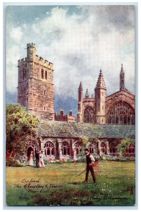 c1910 The Cloisters & Towers Oxford New College Oilette Tuck Art Postcard