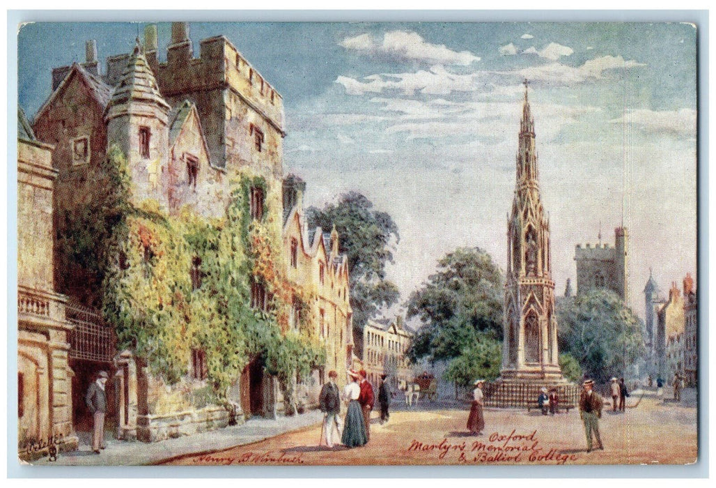 c1910 Oxford Martyr's Memorial & Balliol College Oilette Tuck Art Postcard