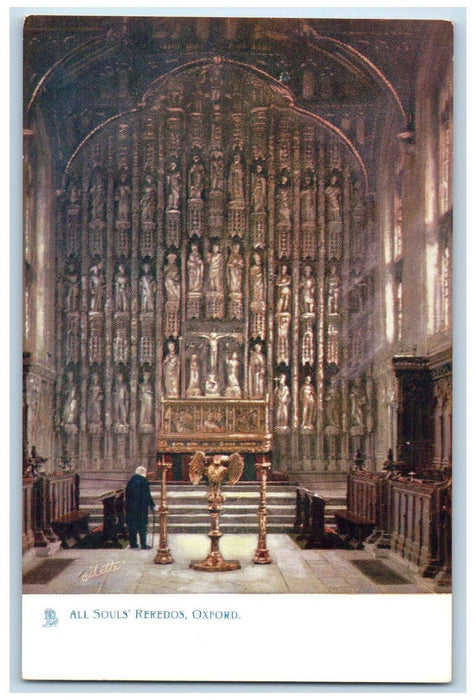 c1910 All Souls College Reredos Oxford England Oilette Tuck Art Postcard