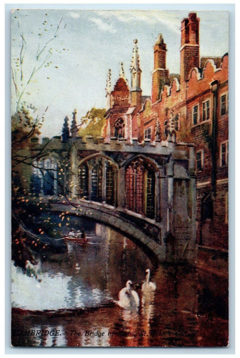 c1910 St. John's College Cambridge England Antique Oilette Tuck Art Postcard