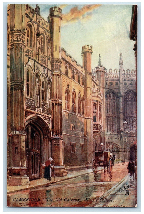 c1910 Old Gateway Kings College Cambridge England Oilette Tuck Art Postcard