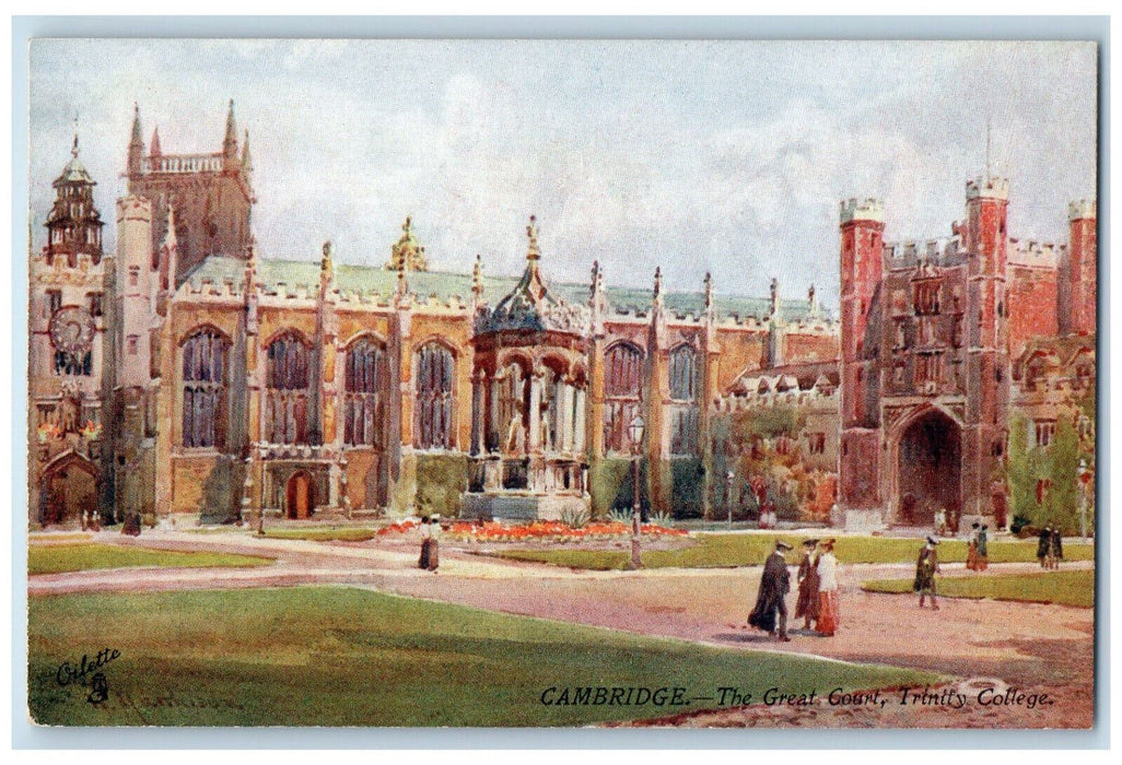 c1910 Great Court Trinity College Cambridge England Oilette Tuck Art Postcard