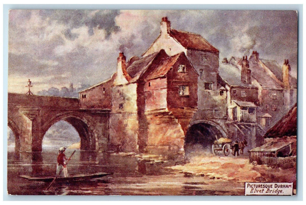 c1910 Picturesque Durham Elvet Bridge England Oilette Tuck Art Postcard