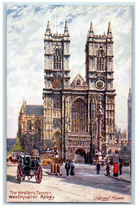 c1910 Western Towers Westminster Abbey England Oilette Tuck Art Postcard