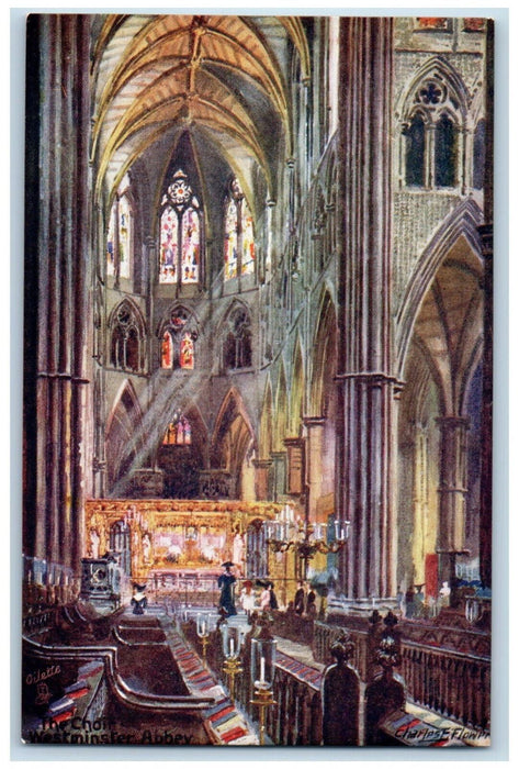 c1910 The Choir Westminster Abbey Interior England Oilette Tuck Art Postcard