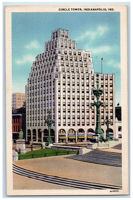 c1940 Circle Tower Aristocrat Monument Circle Indianapolis Indiana IN Postcard