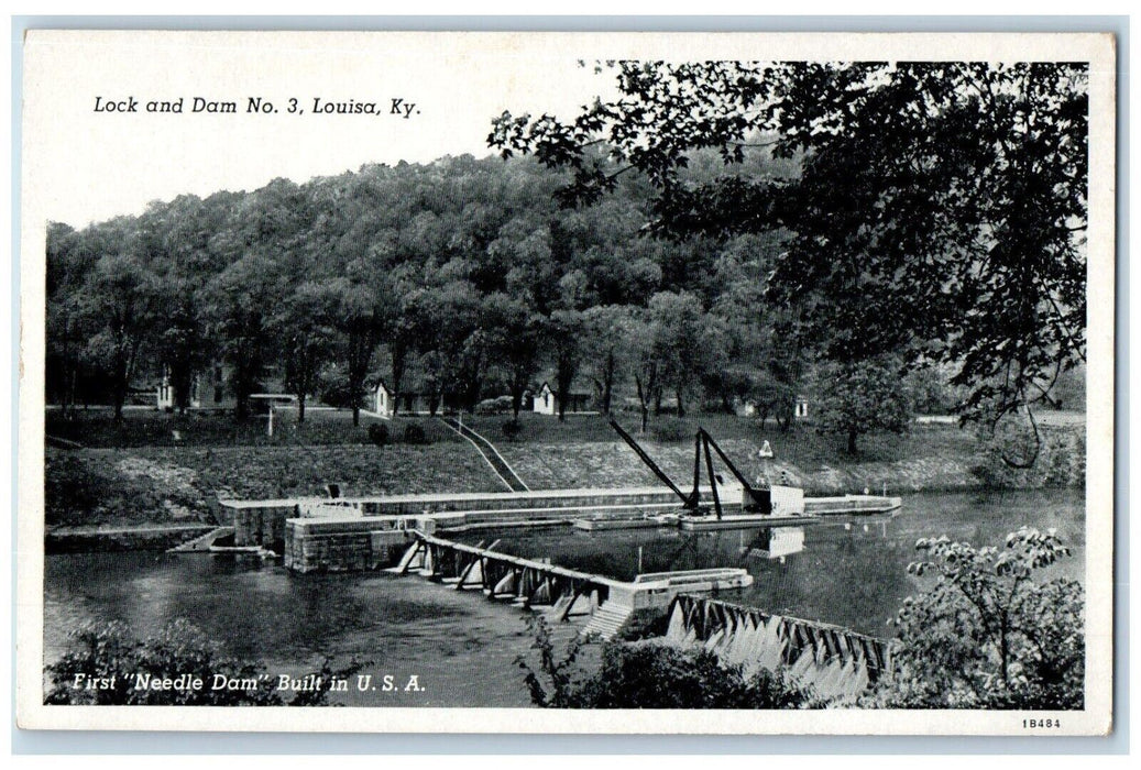 c1940 Lock Dam No. 3 River Lake Needle Dam Louisa Kentucky KY Vintage Postcard