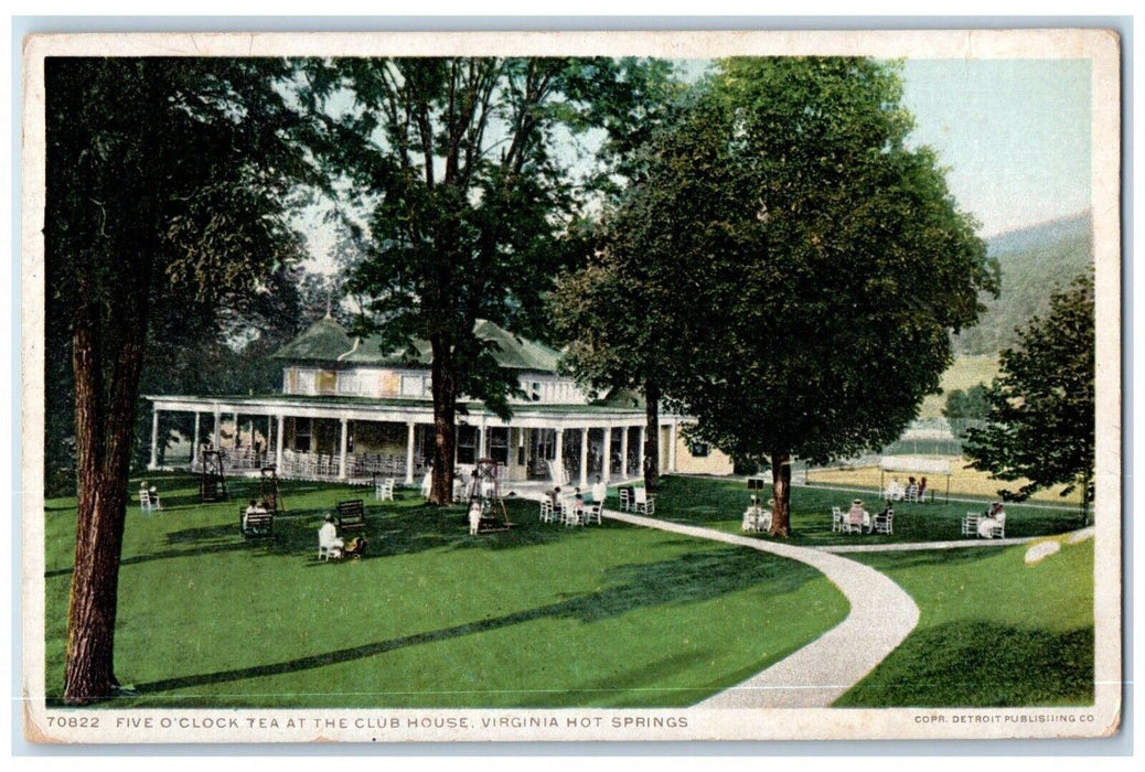 c1910 Five O'Clock Tea Club House Virginia Hot Springs Phostint Vintage Postcard