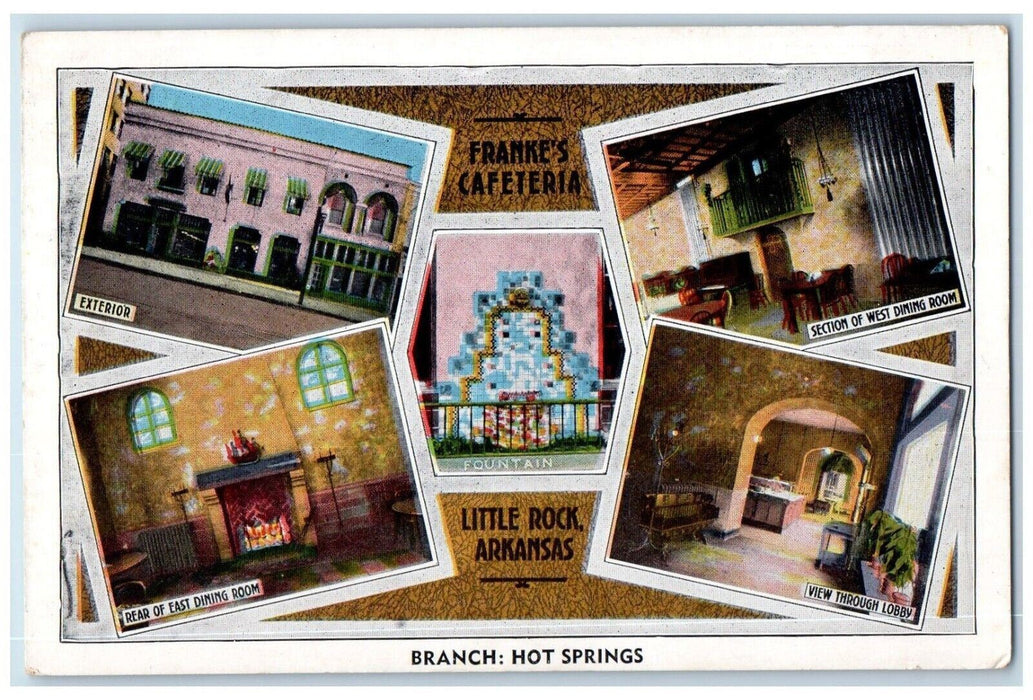 1940 Branch Hot Springs Franke Cafeteria Little Rock Arkansas Multiview Postcard