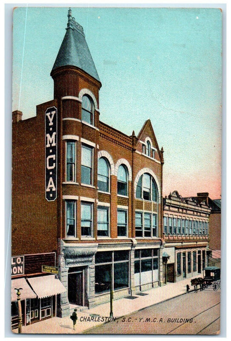 c1910 YMCA Building Exterior Horse Carrier Charleston South Carolina SC Postcard