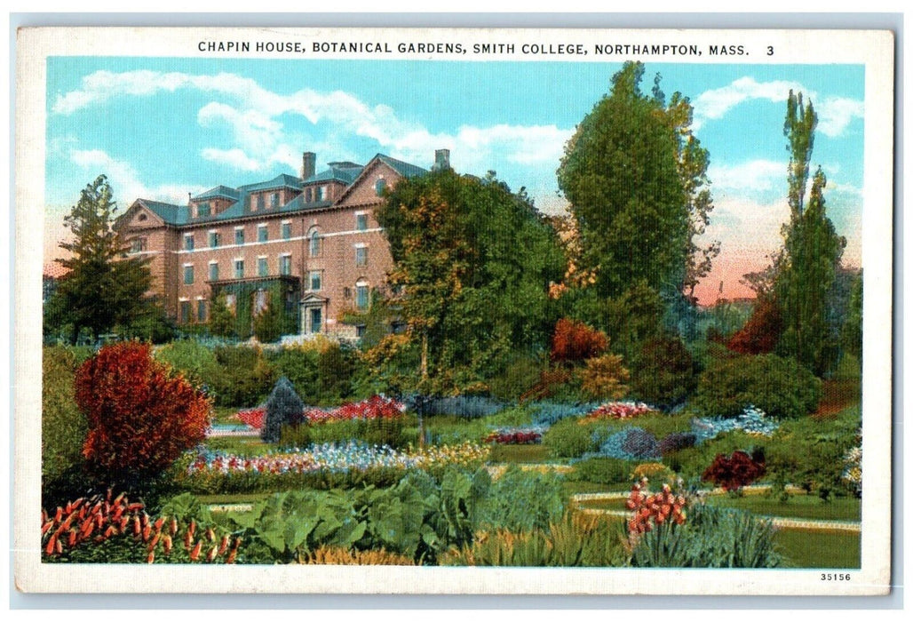 c1940 Chapin House Botanical Gardens Smith College Northampton Mass. MA Postcard