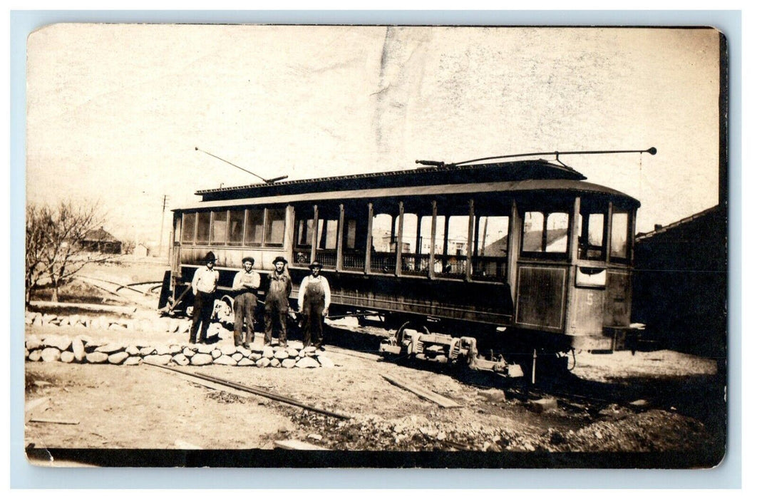 c1920's Electric Cable Train Car Railroad Workers RPPC Unposted Photo Postcard