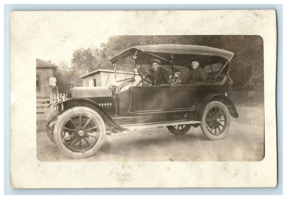 c1910's Antique Car Coachman Men Woman Sunday Drive RPPC Photo Postcard