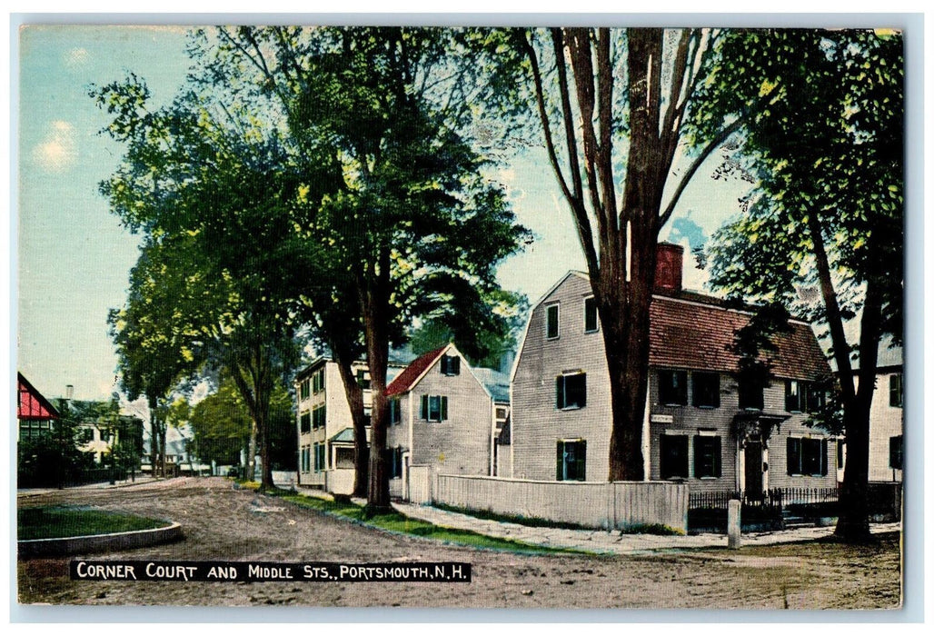 c1950 Corner Court Middle Street Dirt Road Portsmouth New Hampshire NH Postcard