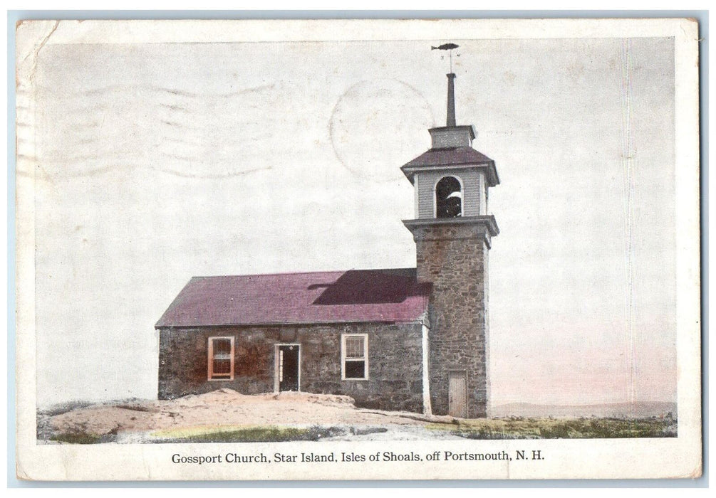 1924 Gossport Church Star Island Isles Shoals Bell Tower Portsmouth NH Postcard